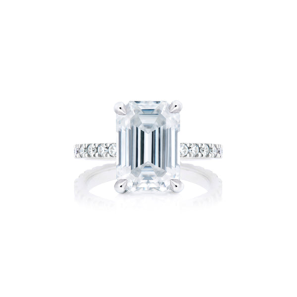 Emerald Cut  Solitaire with Pave band